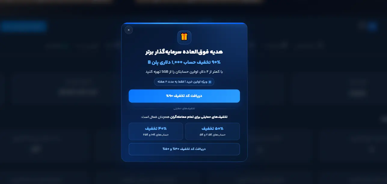 بیشترین کد تخفیف اولین خرید پراپ سرمایه گذار برتر SGB